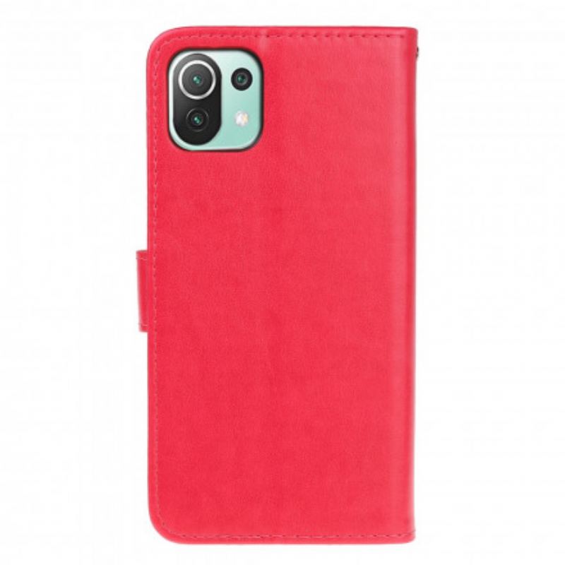 Capa Flip Para Xiaomi Mi 11 Lite 4G / 5G / 5G NE Borboletas E Flores