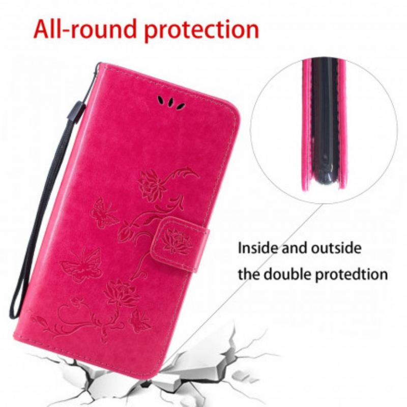 Capa Flip Para Xiaomi Mi 11 Lite 4G / 5G / 5G NE Borboletas E Flores