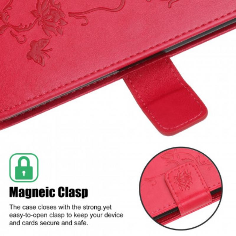 Capa Flip Para Xiaomi Mi 11 Lite 4G / 5G / 5G NE Borboletas E Flores