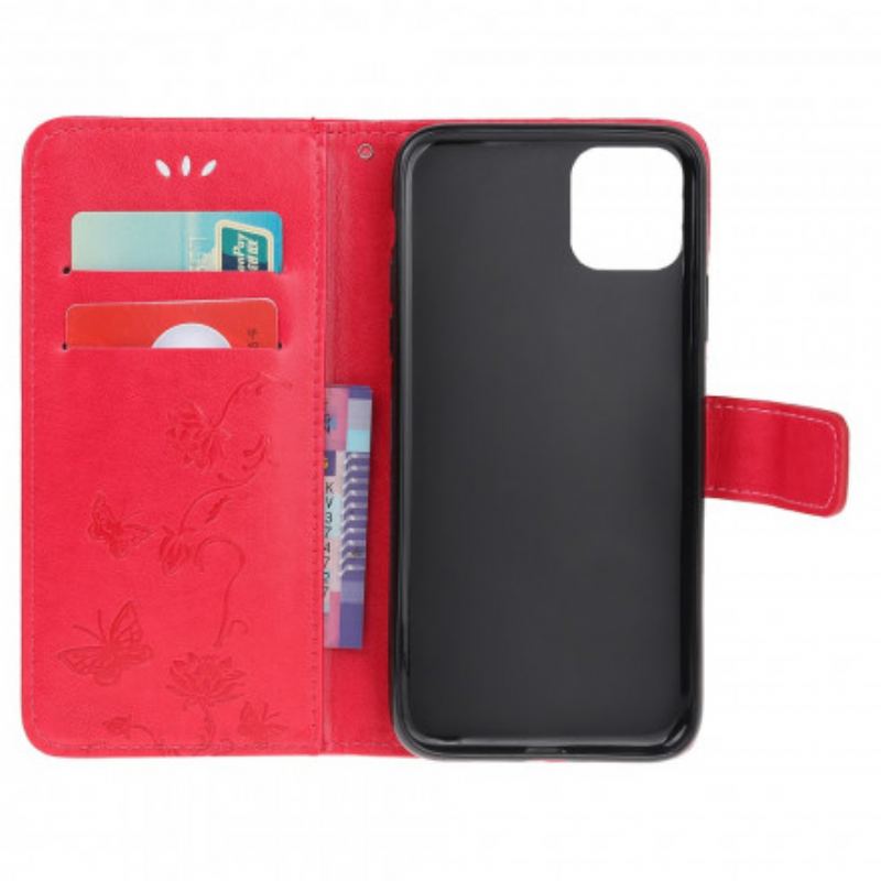 Capa Flip Para Xiaomi Mi 11 Lite 4G / 5G / 5G NE Borboletas E Flores