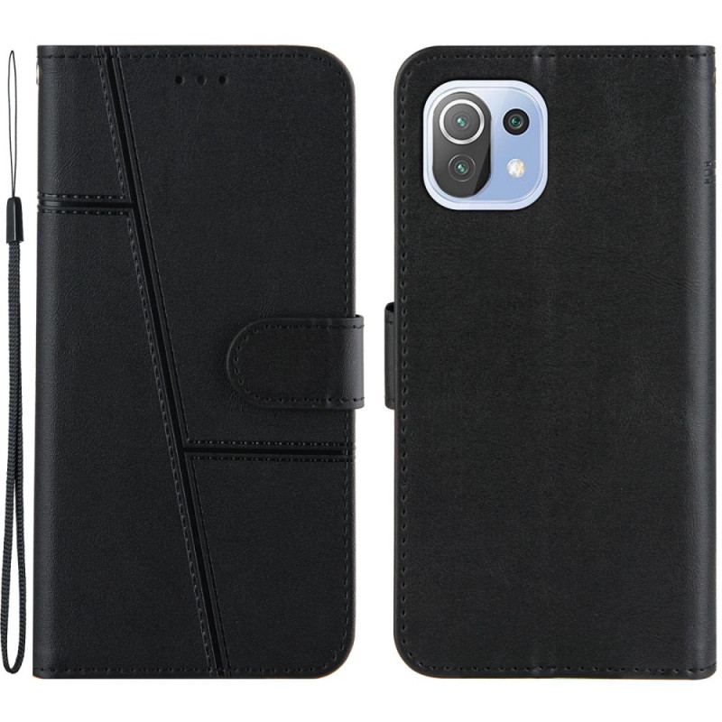 Capa Flip Para Xiaomi Mi 11 Lite 4G / 5G / 5G NE De Cordão Strap Geo