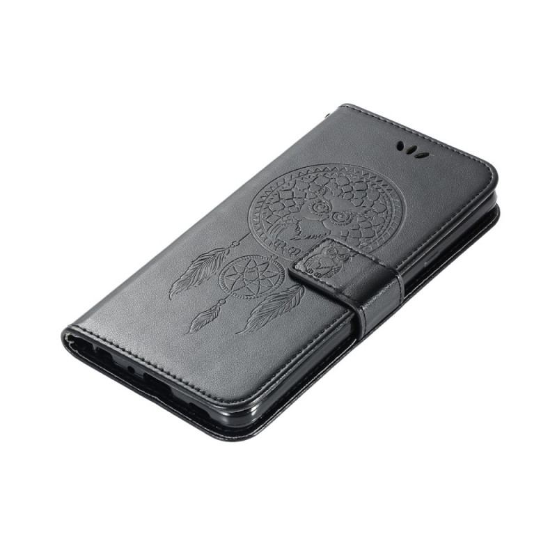 Capa Flip Para Xiaomi Mi 11 Lite 4G / 5G / 5G NE Coruja Apanhador De Sonhos Efeito Couro