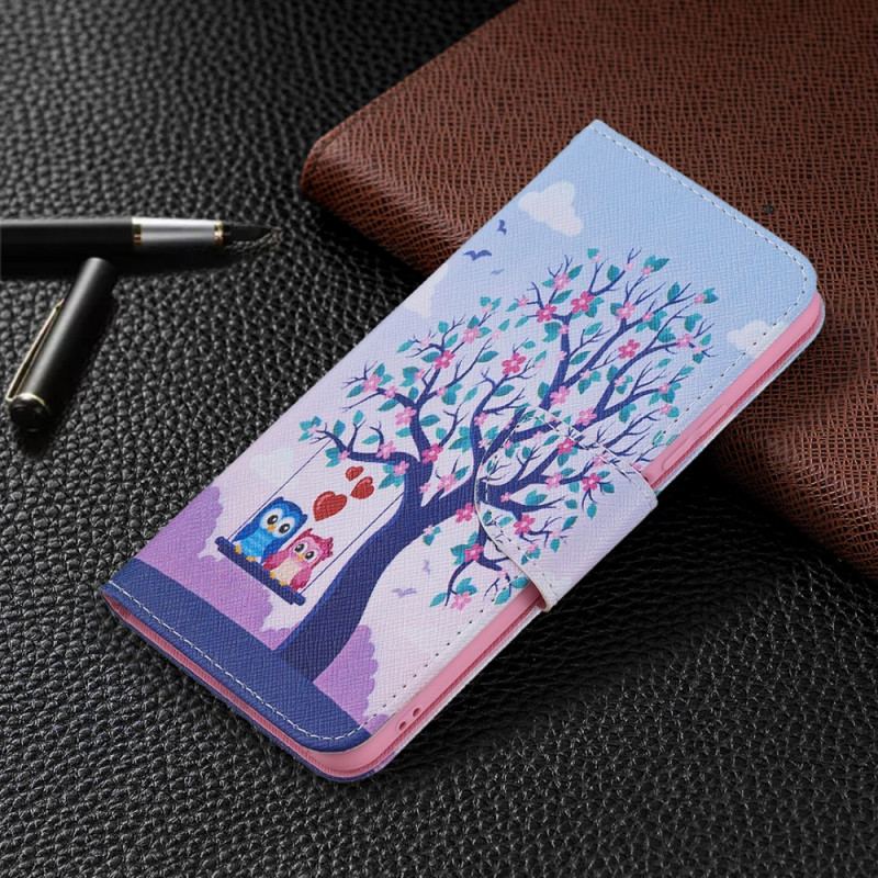 Capa Flip Para Xiaomi Mi 11 Lite 4G / 5G / 5G NE Corujas No Balanço