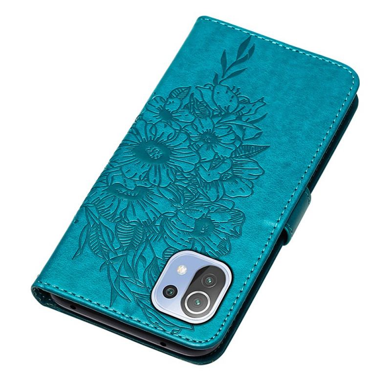 Capa Flip Para Xiaomi Mi 11 Lite 4G / 5G / 5G NE Design De Borboleta Com Cordão