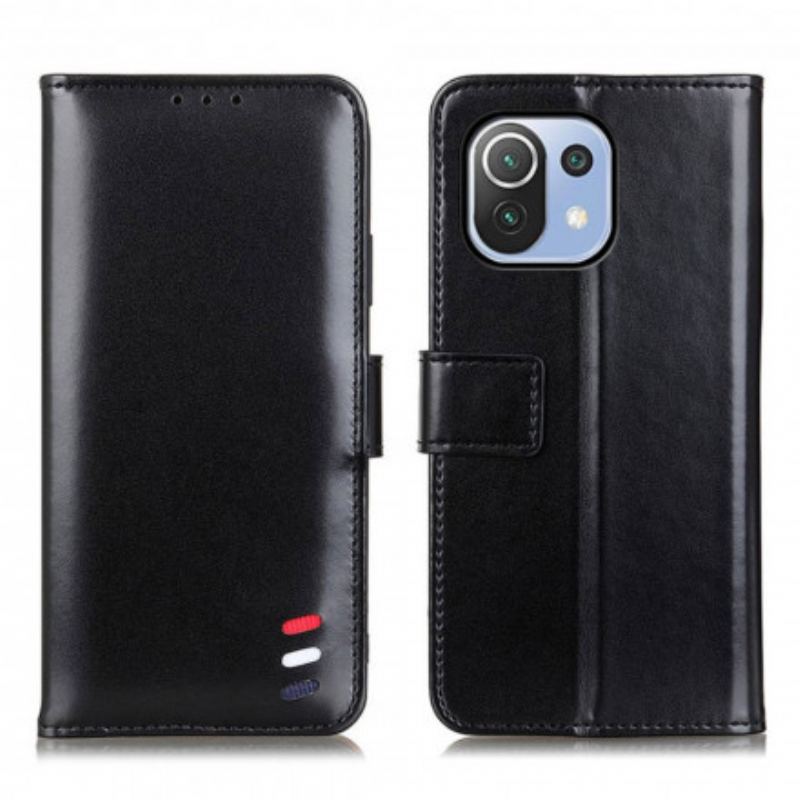 Capa Flip Para Xiaomi Mi 11 Lite 4G / 5G / 5G NE Efeito Couro Tricolor