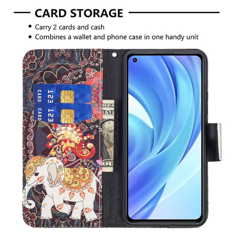 Capa Flip Para Xiaomi Mi 11 Lite 4G / 5G / 5G NE Elefantes Indianos