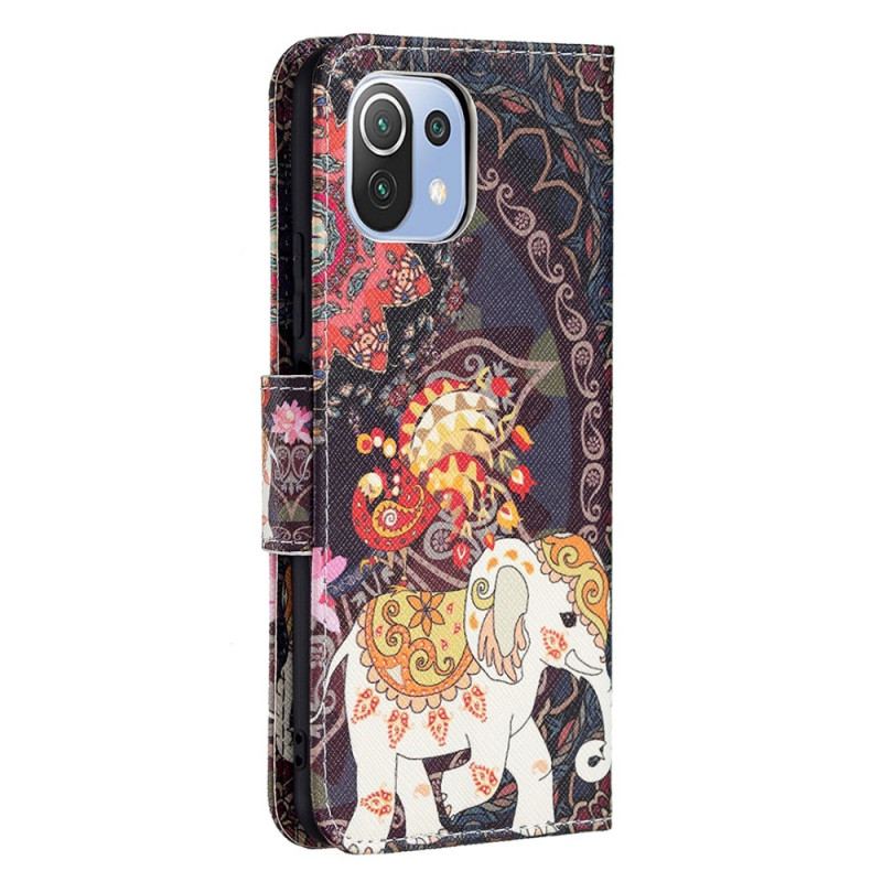 Capa Flip Para Xiaomi Mi 11 Lite 4G / 5G / 5G NE Elefantes Indianos