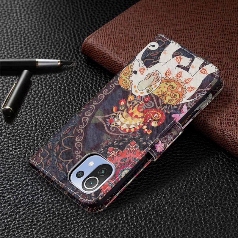 Capa Flip Para Xiaomi Mi 11 Lite 4G / 5G / 5G NE Elefantes Indianos