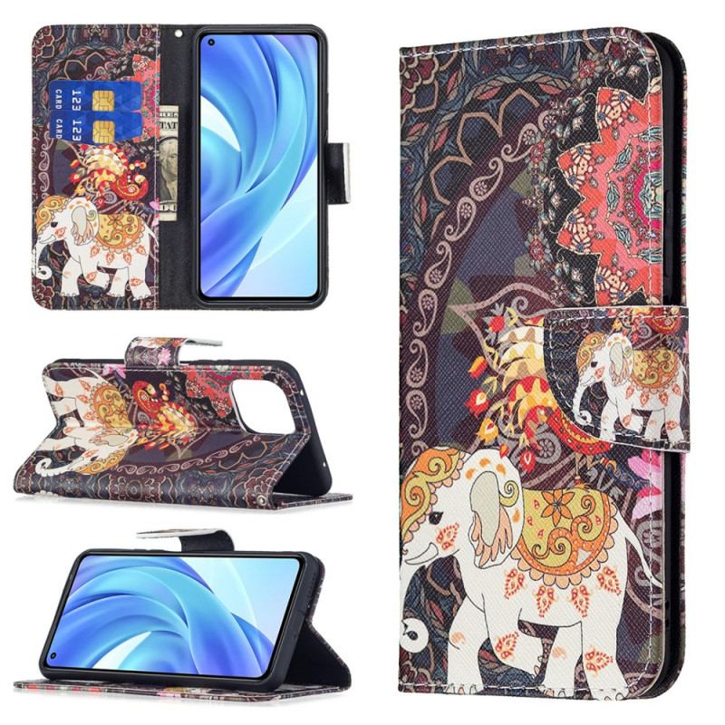 Capa Flip Para Xiaomi Mi 11 Lite 4G / 5G / 5G NE Elefantes Indianos