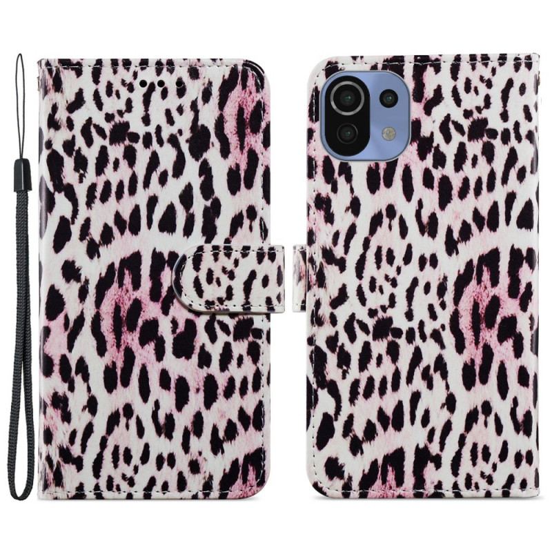 Capa Flip Para Xiaomi Mi 11 Lite 4G / 5G / 5G NE Estampa De Leopardo