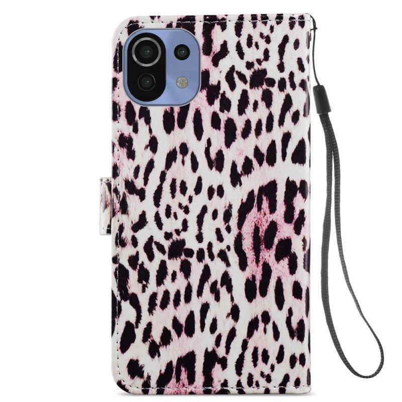 Capa Flip Para Xiaomi Mi 11 Lite 4G / 5G / 5G NE Estampa De Leopardo