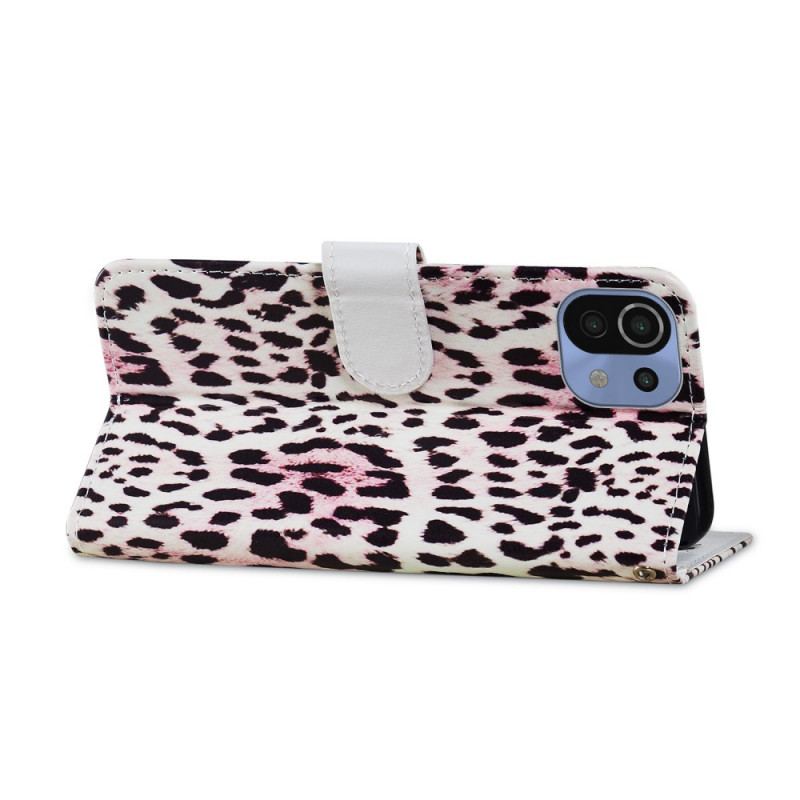 Capa Flip Para Xiaomi Mi 11 Lite 4G / 5G / 5G NE Estampa De Leopardo