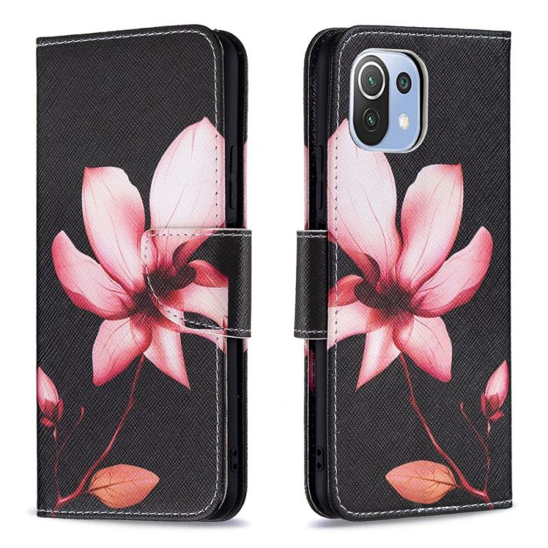 Capa Flip Para Xiaomi Mi 11 Lite 4G / 5G / 5G NE Flor Rosa