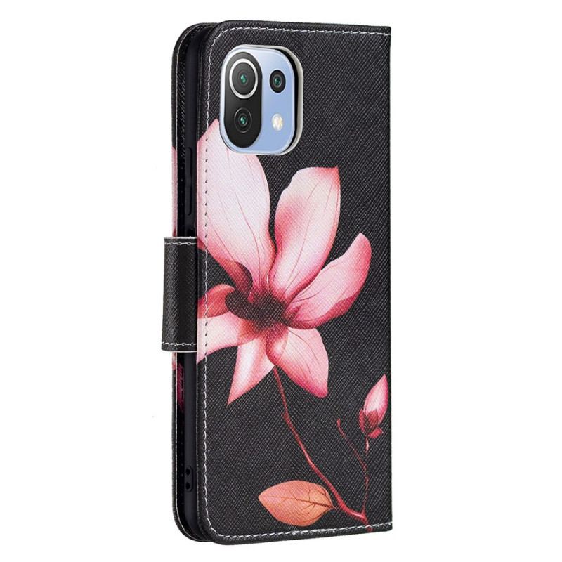 Capa Flip Para Xiaomi Mi 11 Lite 4G / 5G / 5G NE Flor Rosa