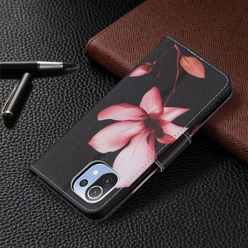 Capa Flip Para Xiaomi Mi 11 Lite 4G / 5G / 5G NE Flor Rosa