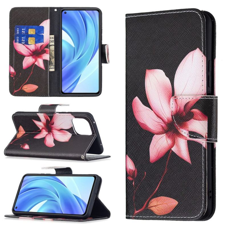 Capa Flip Para Xiaomi Mi 11 Lite 4G / 5G / 5G NE Flor Rosa