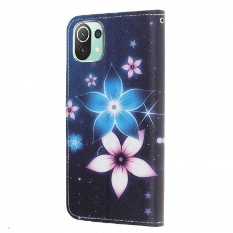 Capa Flip Para Xiaomi Mi 11 Lite 4G / 5G / 5G NE Flores