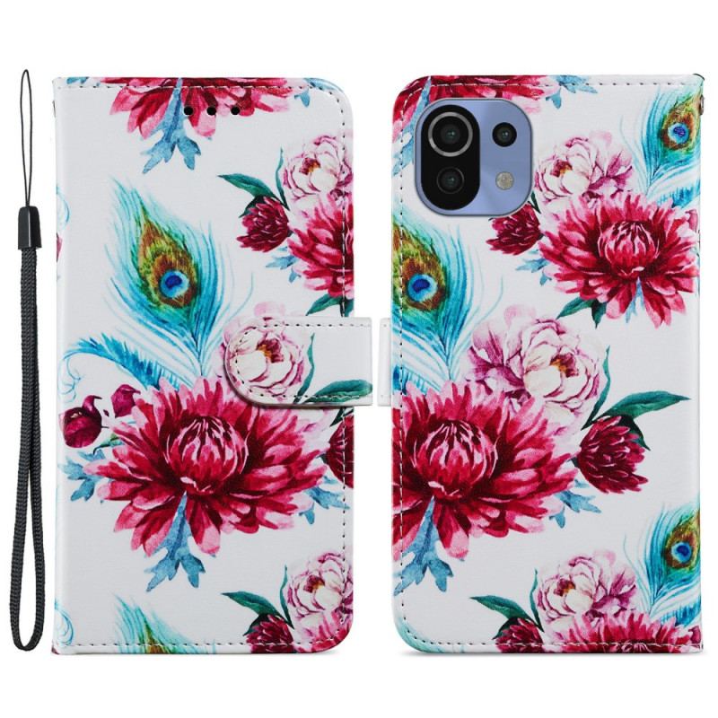 Capa Flip Para Xiaomi Mi 11 Lite 4G / 5G / 5G NE Flores Intensas