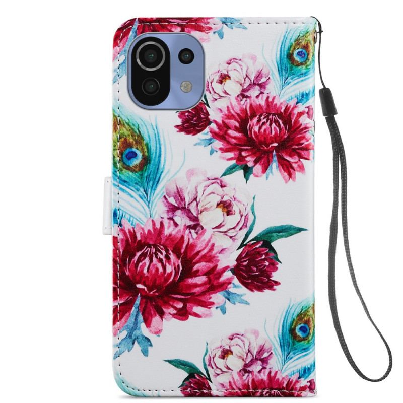 Capa Flip Para Xiaomi Mi 11 Lite 4G / 5G / 5G NE Flores Intensas