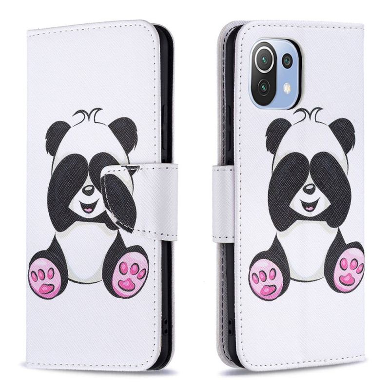 Capa Flip Para Xiaomi Mi 11 Lite 4G / 5G / 5G NE Panda Divertido