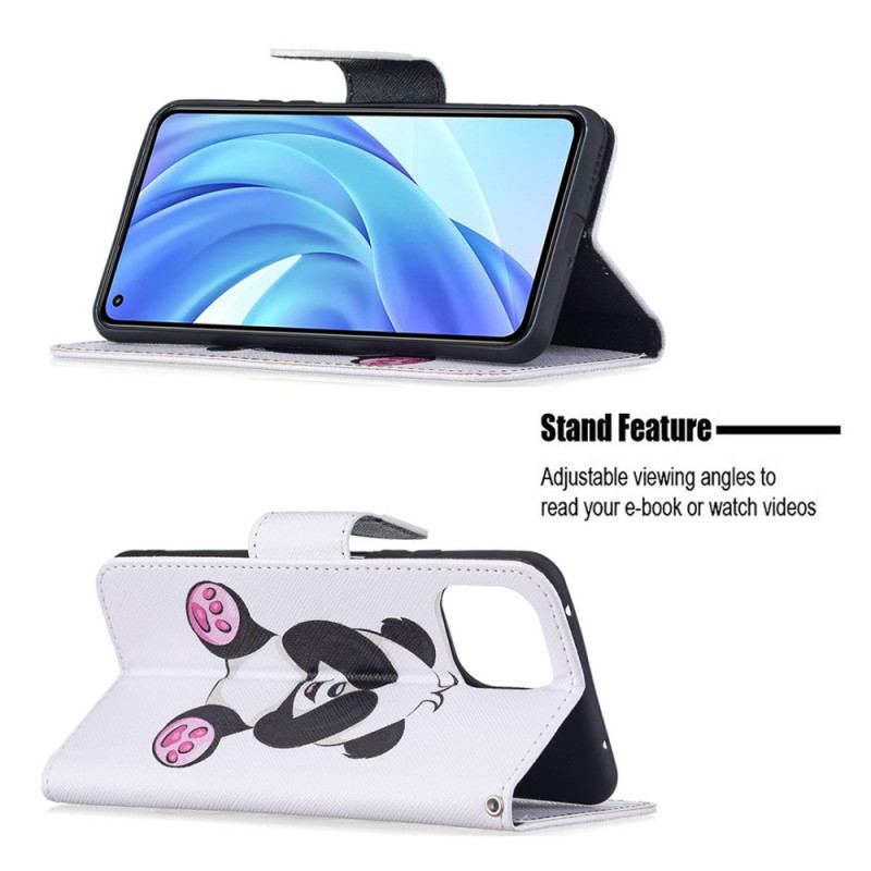 Capa Flip Para Xiaomi Mi 11 Lite 4G / 5G / 5G NE Panda Divertido