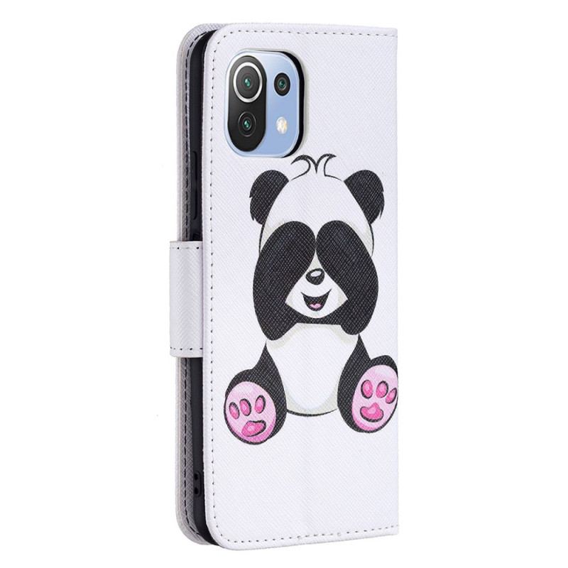 Capa Flip Para Xiaomi Mi 11 Lite 4G / 5G / 5G NE Panda Divertido