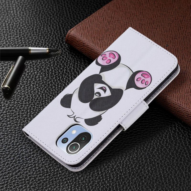 Capa Flip Para Xiaomi Mi 11 Lite 4G / 5G / 5G NE Panda Divertido