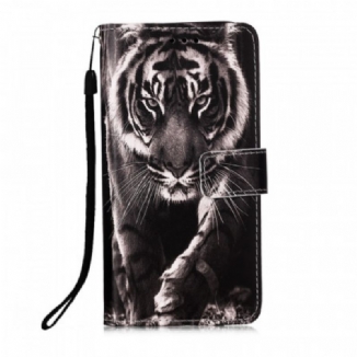 Capa Flip Para Xiaomi Mi 11 Lite 4G / 5G / 5G NE Tigre Da Noite