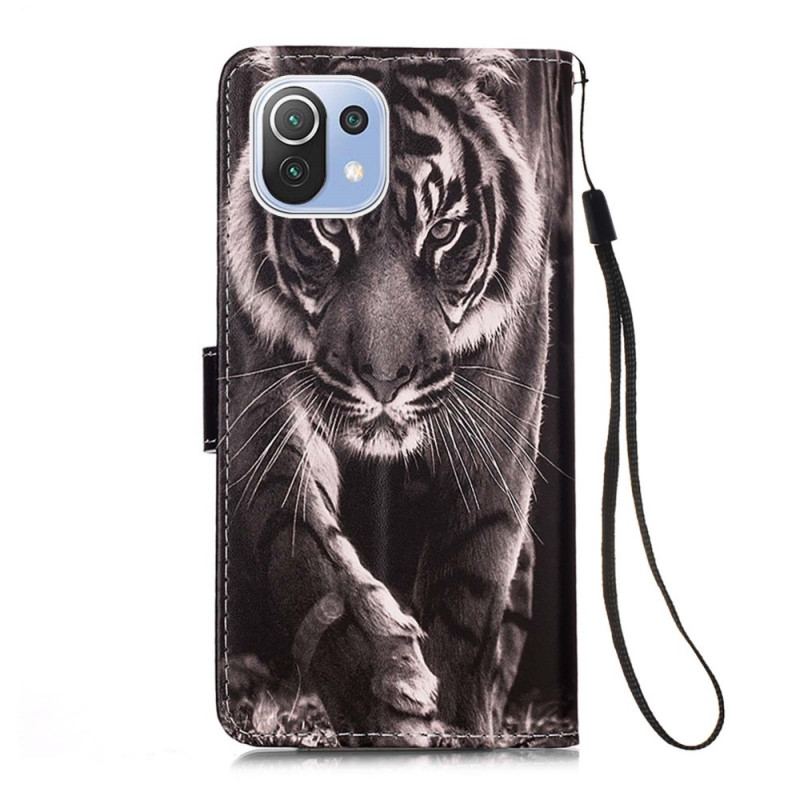 Capa Flip Para Xiaomi Mi 11 Lite 4G / 5G / 5G NE Tigre Da Noite