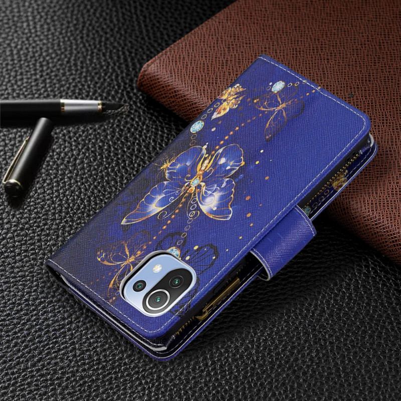 Capa Folio Para Xiaomi Mi 11 Lite 4G / 5G / 5G NE Bolso Com Zíper De Borboletas