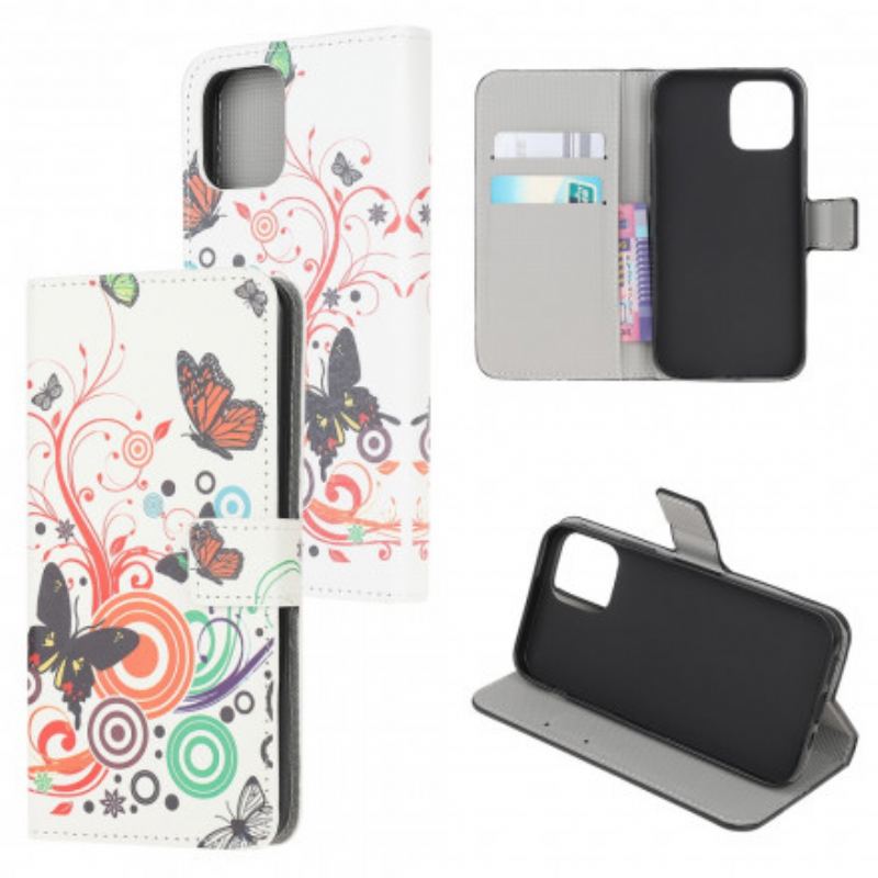 Capa Folio Para Xiaomi Mi 11 Lite 4G / 5G / 5G NE Borboletas E Flores