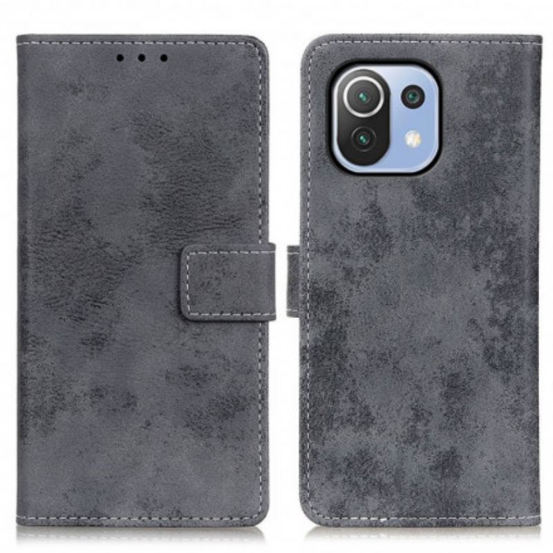 Capa Folio Para Xiaomi Mi 11 Lite 4G / 5G / 5G NE Efeito Couro Vintage