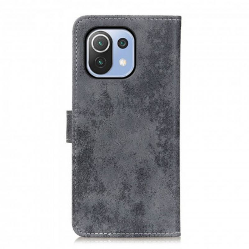 Capa Folio Para Xiaomi Mi 11 Lite 4G / 5G / 5G NE Efeito Couro Vintage