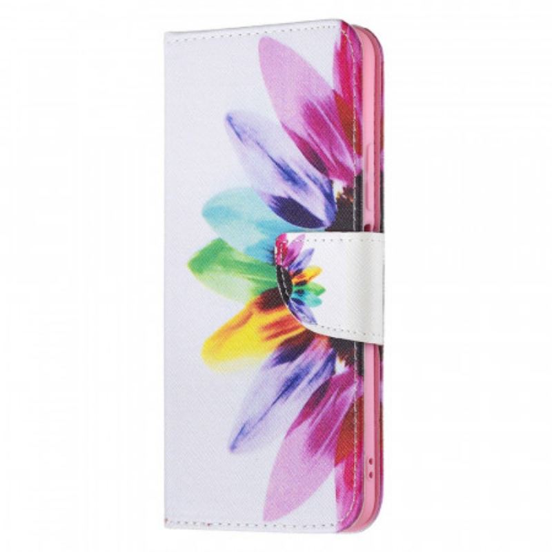 Capa Folio Para Xiaomi Mi 11 Lite 4G / 5G / 5G NE Flor Aquarela