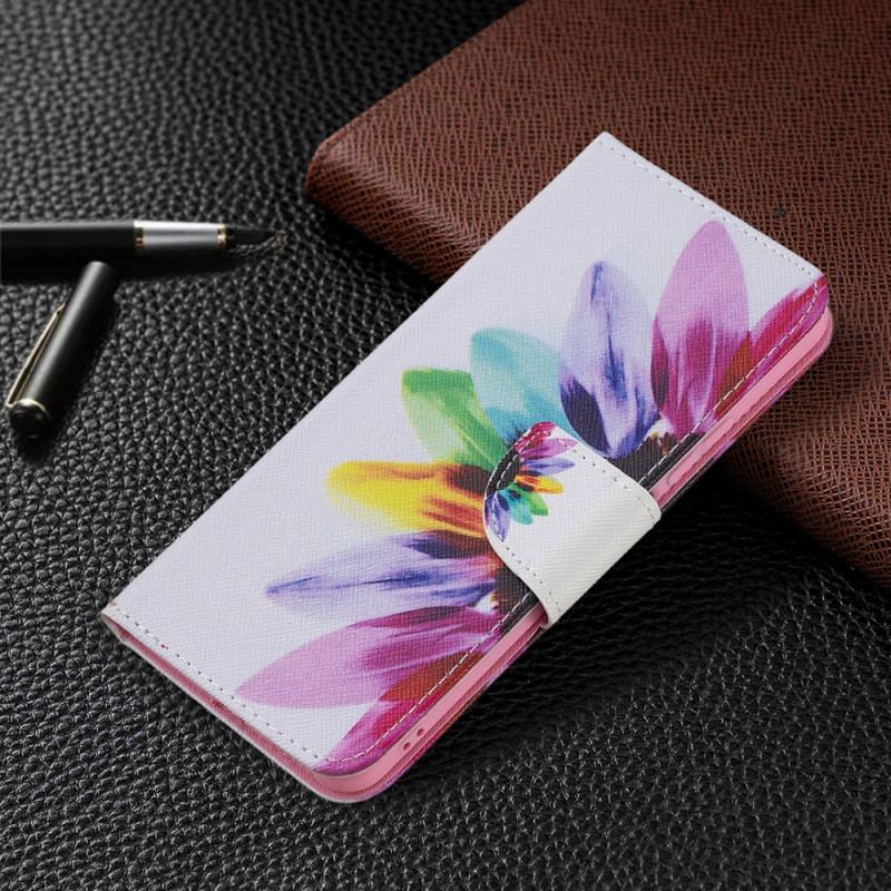 Capa Folio Para Xiaomi Mi 11 Lite 4G / 5G / 5G NE Flor Aquarela