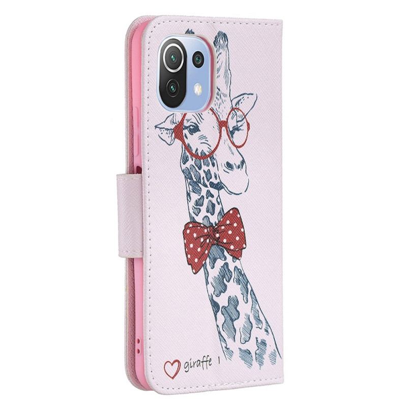 Capa Folio Para Xiaomi Mi 11 Lite 4G / 5G / 5G NE Girafa Inteligente