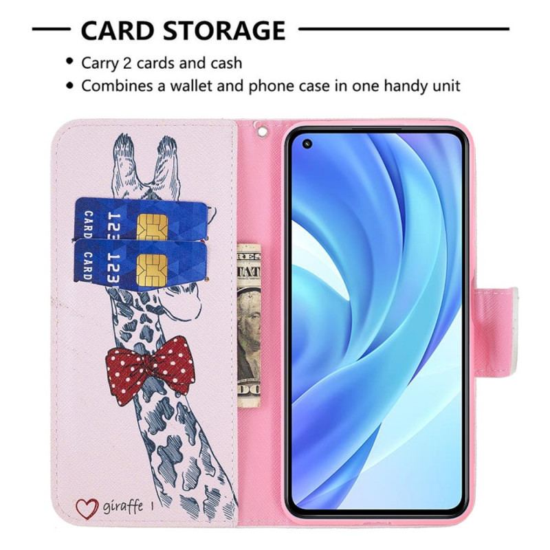 Capa Folio Para Xiaomi Mi 11 Lite 4G / 5G / 5G NE Girafa Inteligente