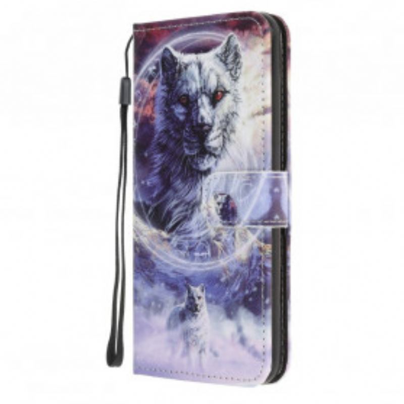 Capa Folio Para Xiaomi Mi 11 Lite 4G / 5G / 5G NE Lobo No Inverno