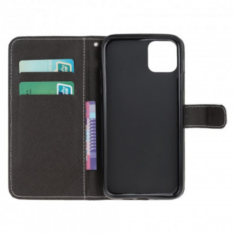 Capa Folio Para Xiaomi Mi 11 Lite 4G / 5G / 5G NE Lobo No Inverno