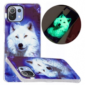 Capa Para Xiaomi Mi 11 Lite 4G / 5G / 5G NE Cão Selvagem Fluorescente