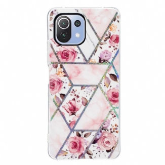 Capa Para Xiaomi Mi 11 Lite 4G / 5G / 5G NE Flores Em Mármore