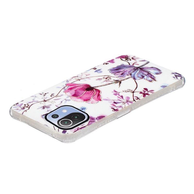 Capa Para Xiaomi Mi 11 Lite 4G / 5G / 5G NE Flores Em Mármore