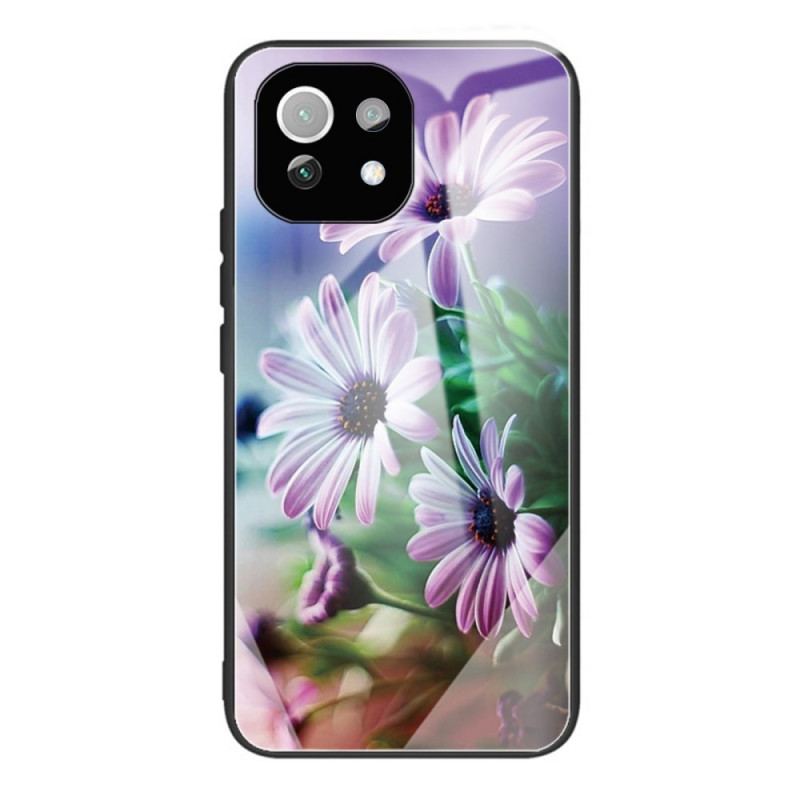 Capa Para Xiaomi Mi 11 Lite 4G / 5G / 5G NE Flores De Vidro Temperado