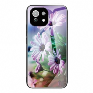 Capa Para Xiaomi Mi 11 Lite 4G / 5G / 5G NE Flores De Vidro Temperado