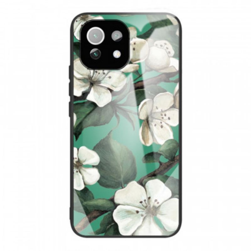 Capa Para Xiaomi Mi 11 Lite 4G / 5G / 5G NE Flores De Vidro Temperado