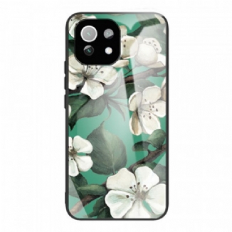 Capa Para Xiaomi Mi 11 Lite 4G / 5G / 5G NE Flores De Vidro Temperado