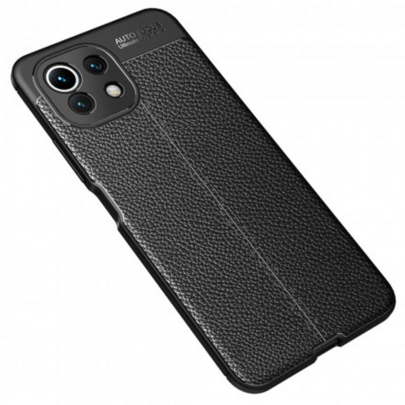 Capa Para Xiaomi Mi 11 Lite 4G / 5G / 5G NE Linha Dupla Efeito Couro Litchi