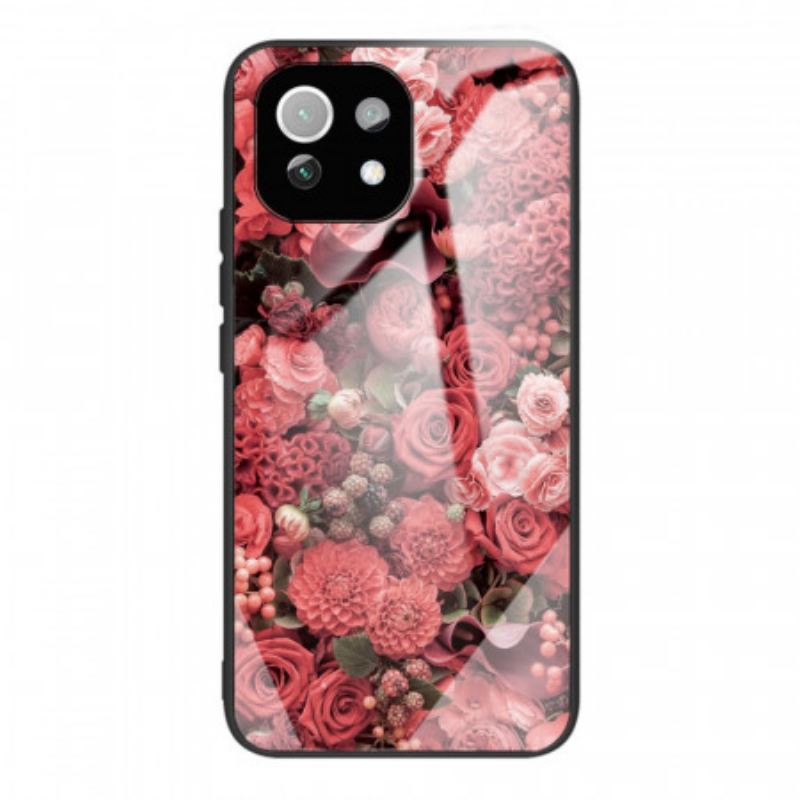 Capa Para Xiaomi Mi 11 Lite 4G / 5G / 5G NE Rose Flowers Vidro Temperado