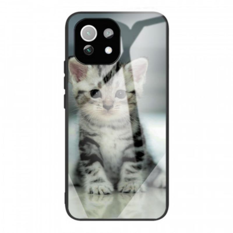 Capa Para Xiaomi Mi 11 Lite 4G / 5G / 5G NE Vidro Temperado Gatinho