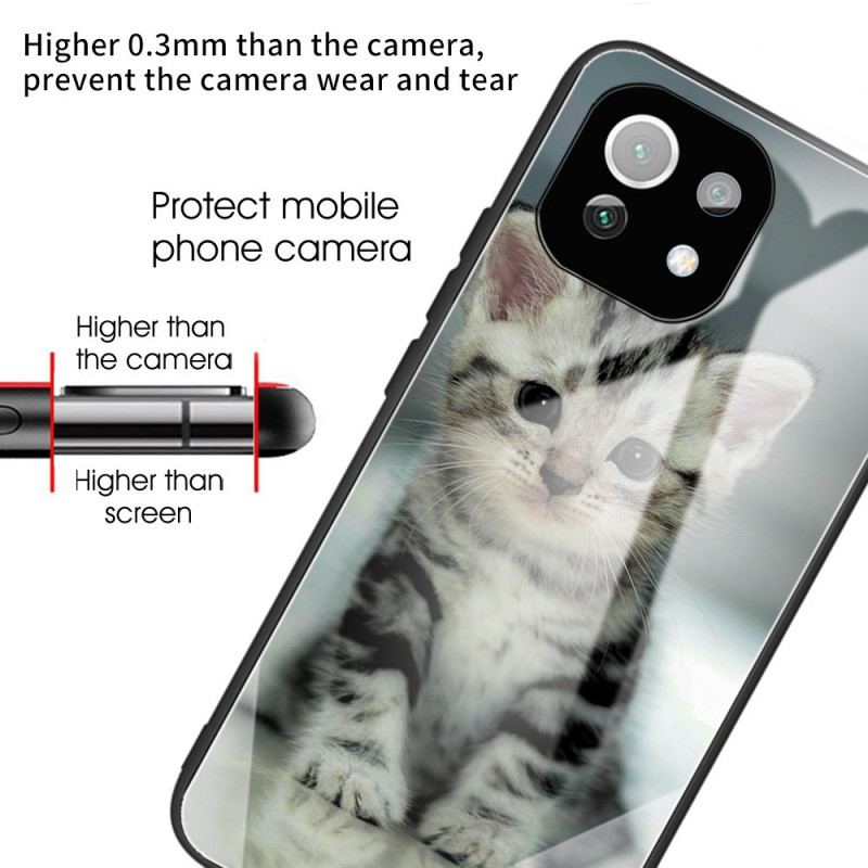 Capa Para Xiaomi Mi 11 Lite 4G / 5G / 5G NE Vidro Temperado Gatinho